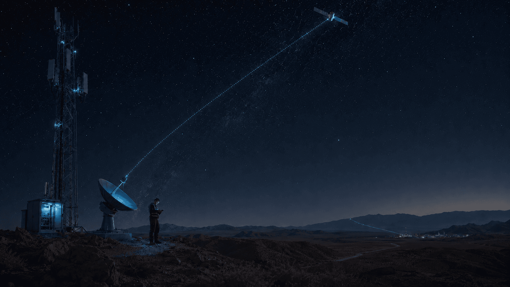 Satellite route connecting a remote ground station and cellular tower
